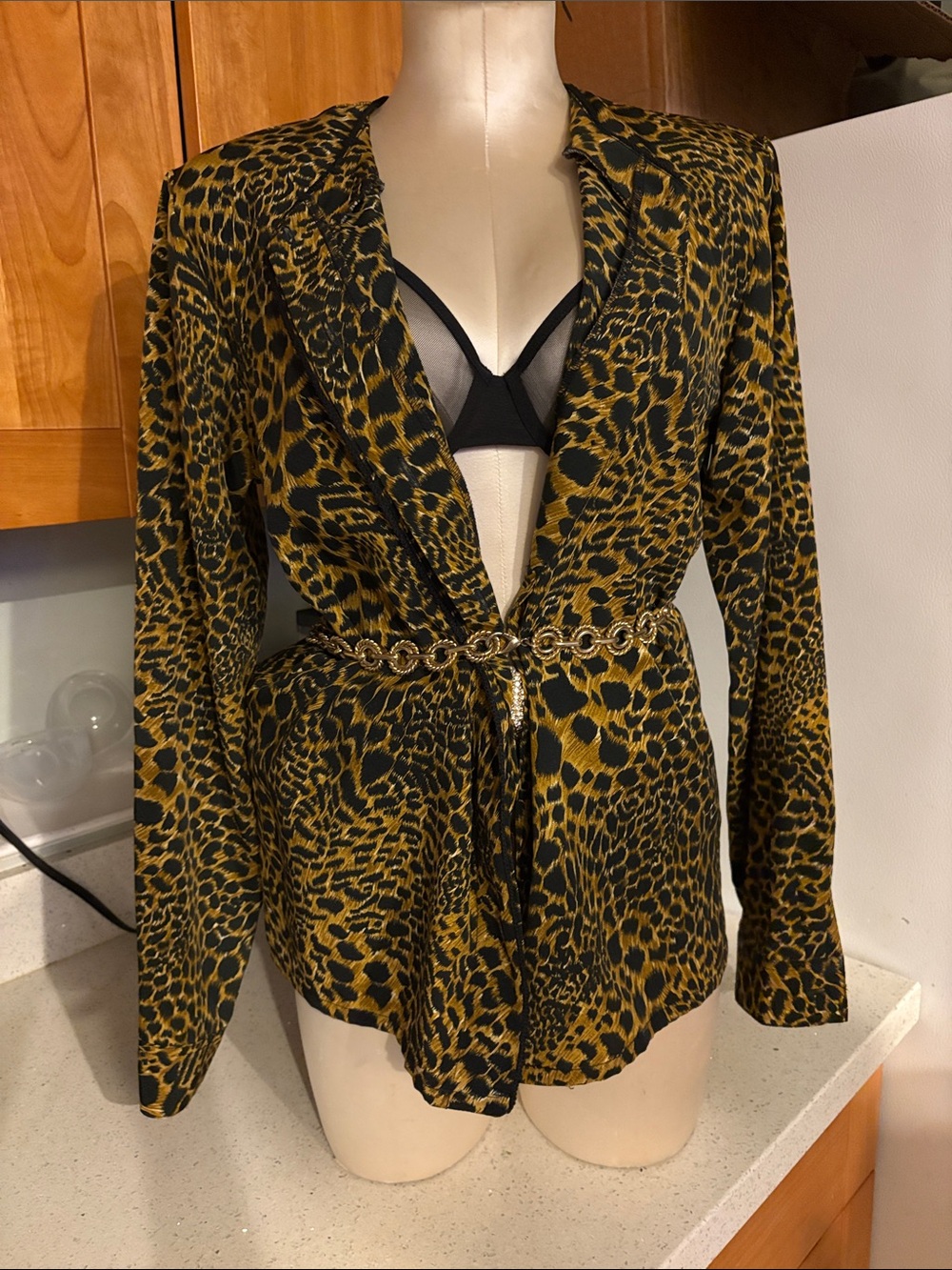 Jordan Black & Brown Leopard Print Button Blouse